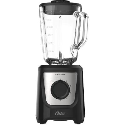 Liquidificador Oster Power Black Inox 1,5L 750W Jarra de Vidro 5 Velocidades