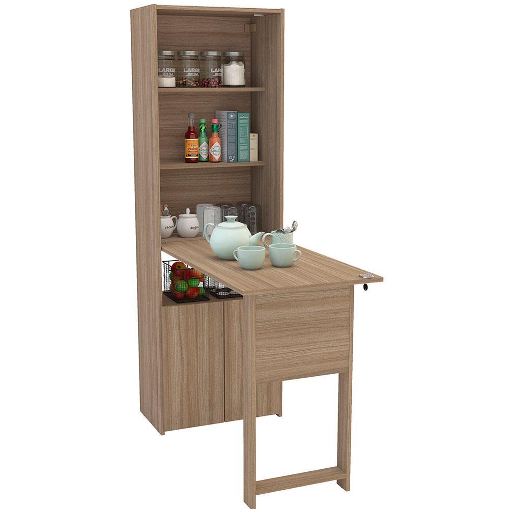 Armário Multiuso Politorno Goiânia com 2 Portas, 3 Prateleiras e Mesa Retrátil com Chave - 3