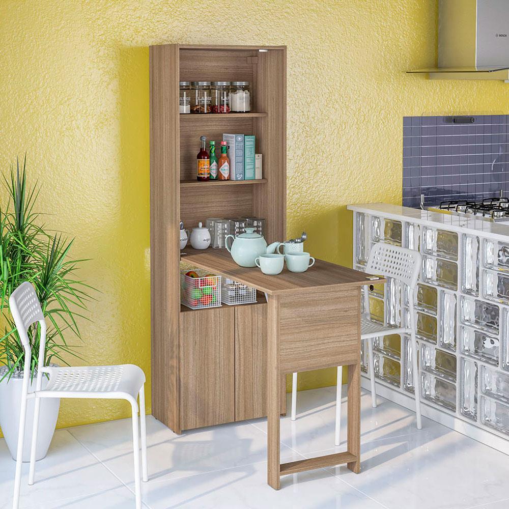 Armário Multiuso Politorno Goiânia com 2 Portas, 3 Prateleiras e Mesa Retrátil com Chave - 1