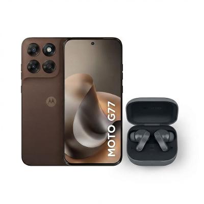 Kit Motorola Moto G77 256GB 5G Câmera 108MP + Moto Buds Bass Bluetooth Preto
