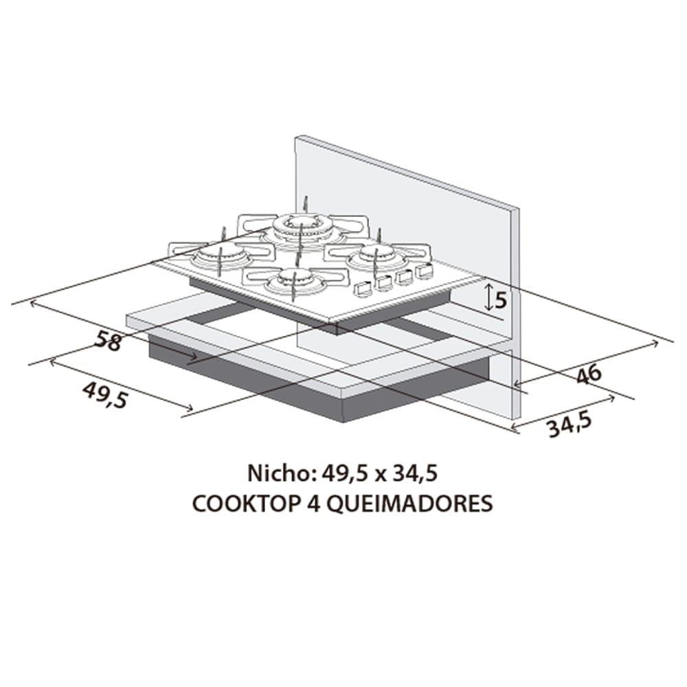 Cooktop a Gás Philco 4 Bocas Chef Bisote 4 Bivolt – Preto - 3