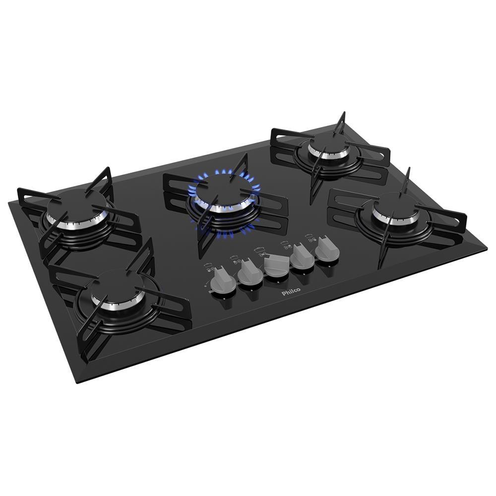 Cooktop a Gás Philco 5 Bocas Chef 5 Bisote Bivolt – Preto - 1