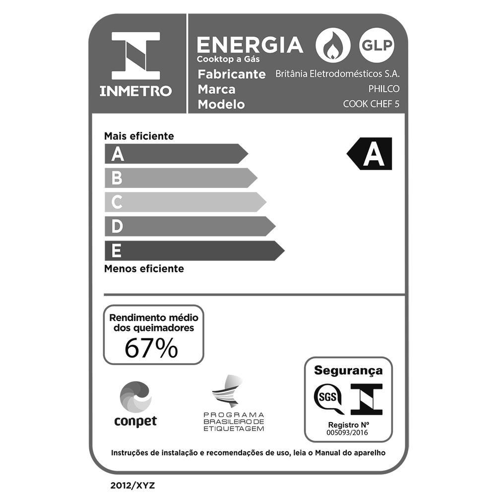 Cooktop a Gás Philco 5 Bocas Chef 5 Bisote Bivolt – Preto - 9