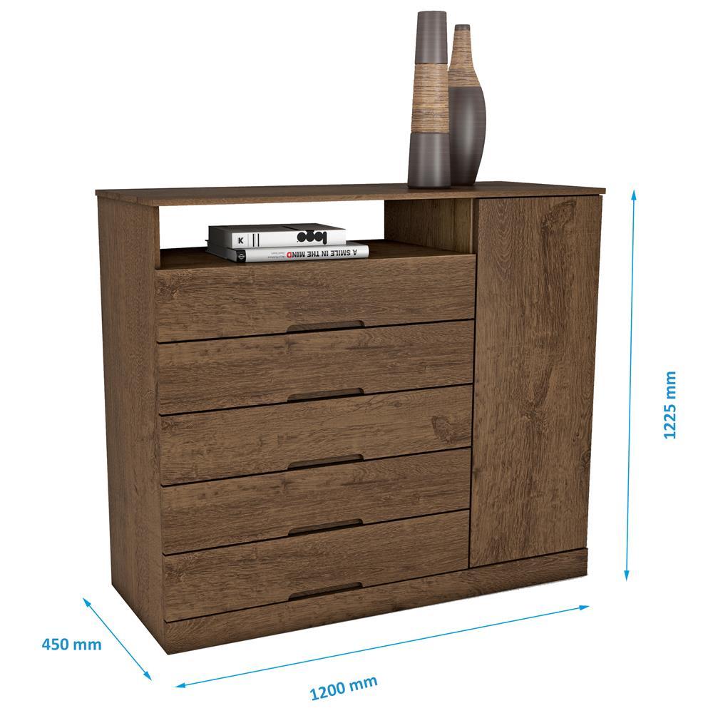 Cômoda Mademarcs Braga com 5 Gavetas e 1 Porta - 2