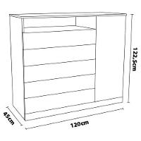 Cômoda Mademarcs Braga com 5 Gavetas e 1 Porta - 4