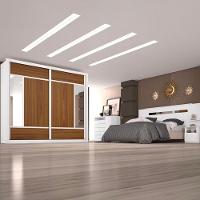 Guarda-Roupa Casal Europa Triunfo Flex com Espelho, 2 Portas de Correr e 6 Gavetas - 226cm de Largura - 10