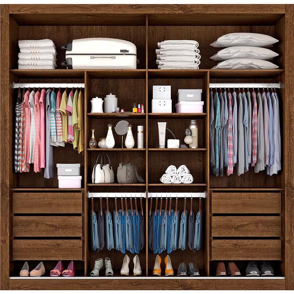 Guarda-Roupa Casal Europa Triunfo Flex com Espelho, 2 Portas de Correr e 6 Gavetas - 226cm de Largura - 7