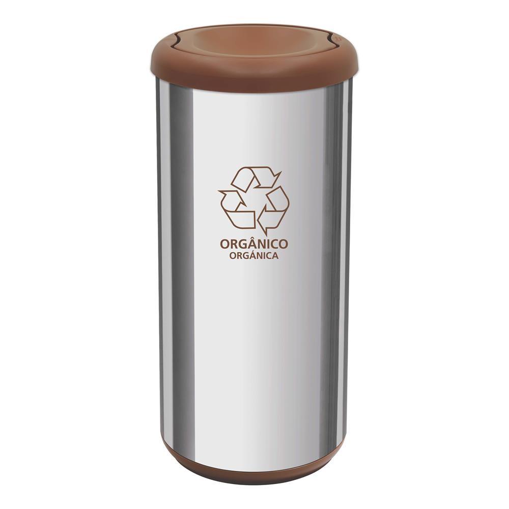 Lixeira Cápsula Tramontina com Tampa Basculante Selecta Plus 94539/203 em Aço Inox – 40 L - 1