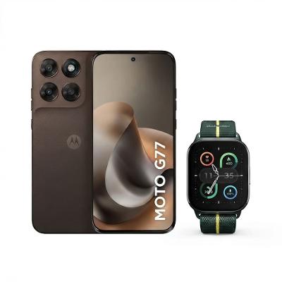 Kit Motorola Moto G77 256GB 5G 108MP + Smartwatch Moto Watch Fit GPS Verde
