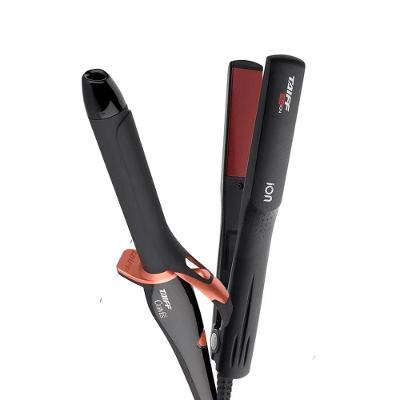 Modelador de Cachos Taiff Curves 1" 2,5 cm com Cabo Giratório Preto 210°C – Bivolt + Chapinha e Prancha Taiff Red Ion 200°C Preto/Vermelho - Bivolt