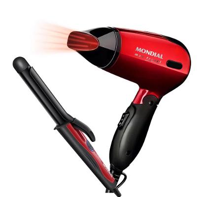 Secador de Cabelos Mondial Max Travel SC-10 1200W + Modelador de Cachos Mondial Infinity EM-12 com Cabo Giratório 180°C - Bivolt