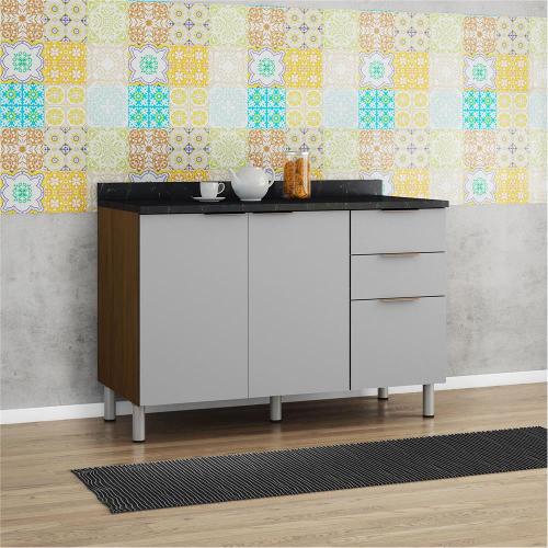 Balcão Triplo Bartira Rubi com 2 Portas, 3 Gavetas e 1 Prateleira - 120,1cm de largura