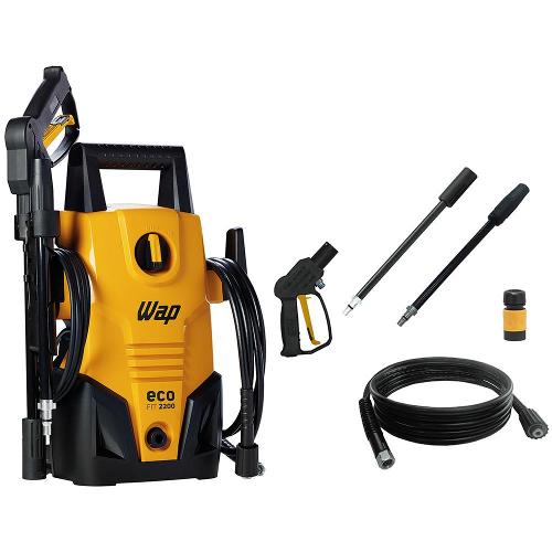 Lavadora de Alta Pressão Wap Eco Fit 2200 1500psi 1400W com Jato de Água Leque e Concentrado, Sistema Stop Total - Amarelo/Preta