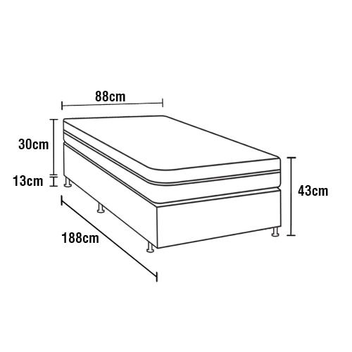 Cama Box Conjugada Solteiro Ortobom Turin Spring com Ortopillow e Molas Nanolastic 43x88x188cm - Marrom/Bege - 3