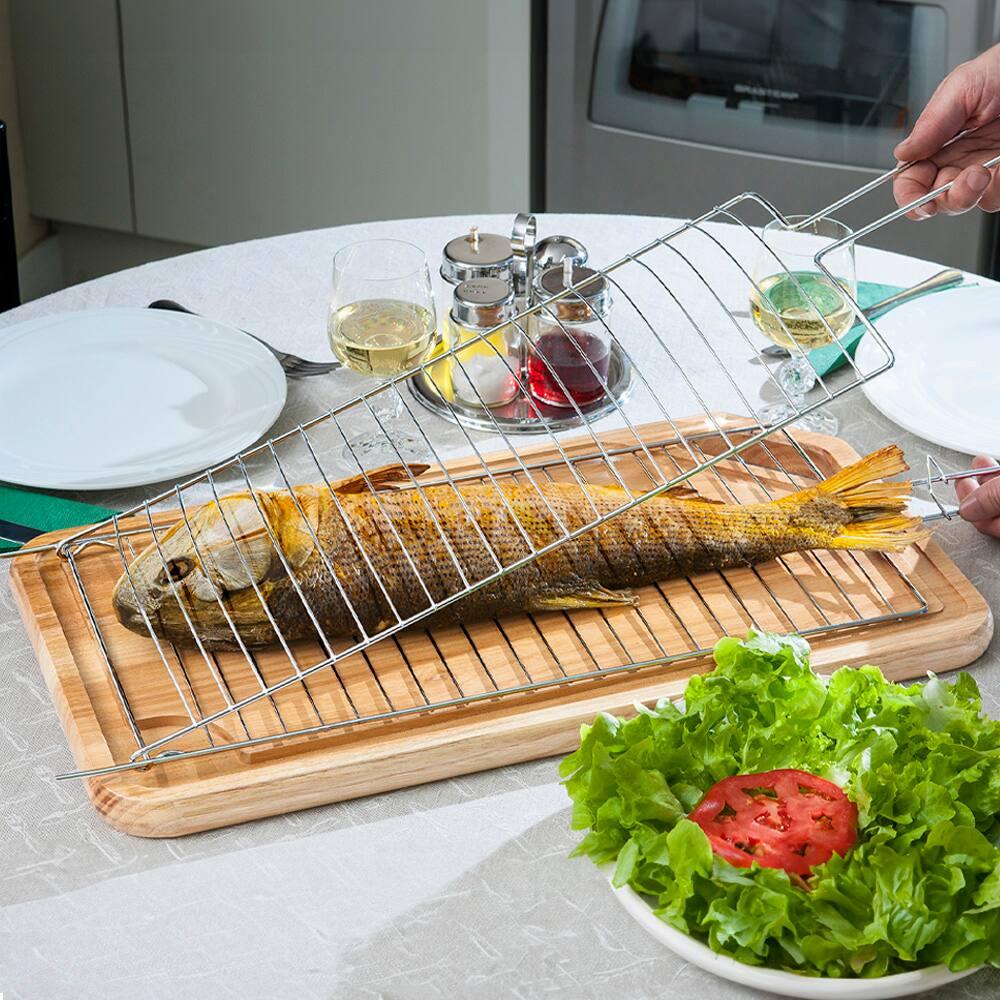 Grelha Dupla para Peixe Utimil Pequena em Aço Cromado - 5