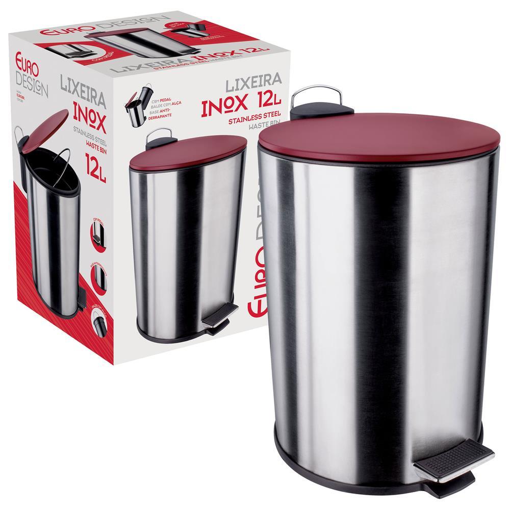 Lixeira Euro Home com Pedal LIX2256-VM em Inox e PP – 12 L - 5