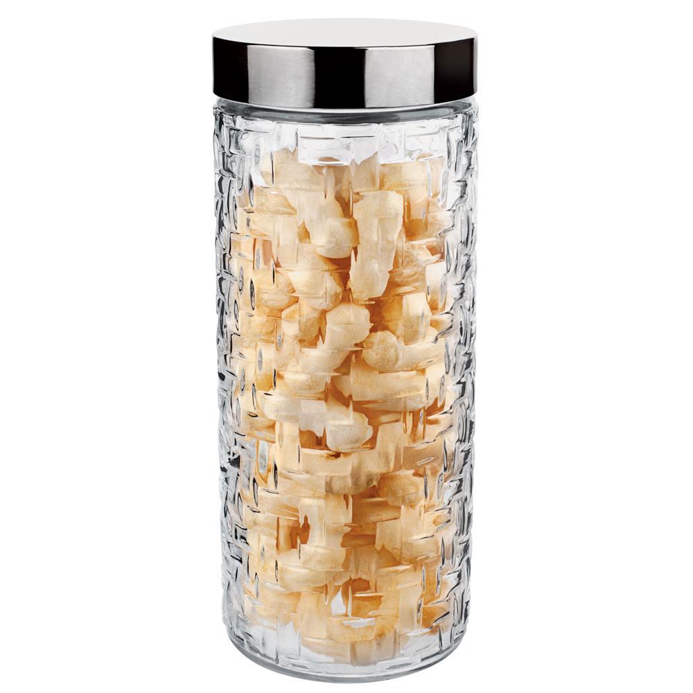 Pote Redondo Euro Home Rattan em Vidro e Inox – 2 L - 2