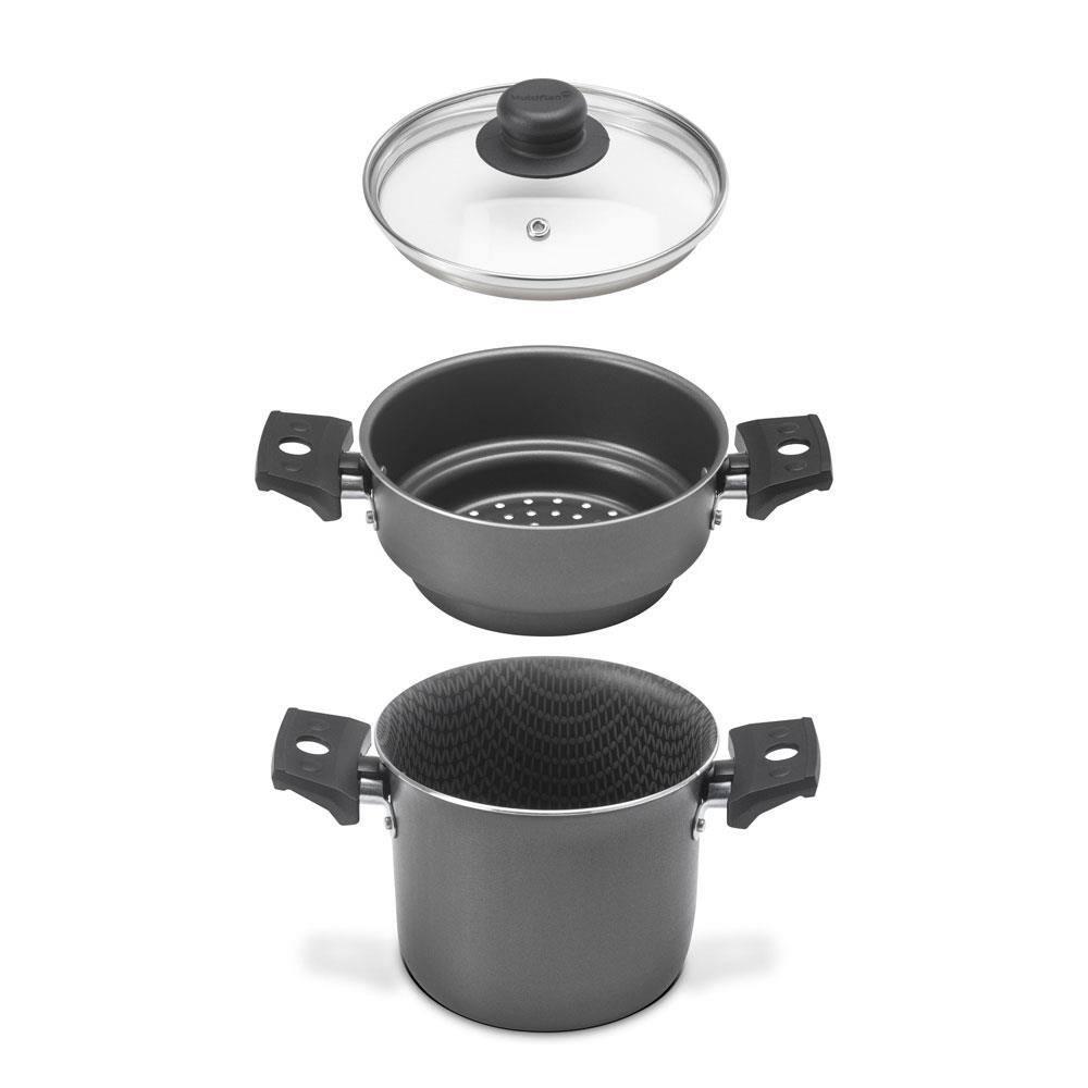 Cozi Vapor Cuscuzeira Multiflon Antiaderente de Alumínio e Tampa de Vidro 14cm - Preta - 3