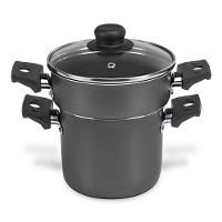 Cozi Vapor Cuscuzeira Multiflon Antiaderente de Alumínio e Tampa de Vidro 14cm - Preta - 1