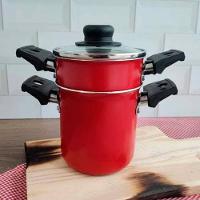 Mini Cuscuzeira Multiflon em Alumínio com Alça TPA Versátil - Vermelho