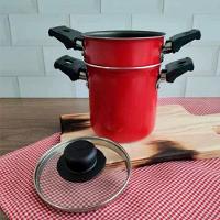 Mini Cuscuzeira Multiflon em Alumínio com Alça TPA Versátil - Vermelho - 5