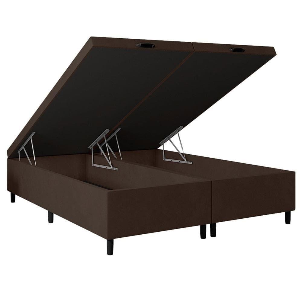 Cama Box Baú King Size Portobel Noah Ortopédico com Molas Ensacadas, EPS e Revestimento em Poliéster 70x193x203cm - Branco/Marrom - 5