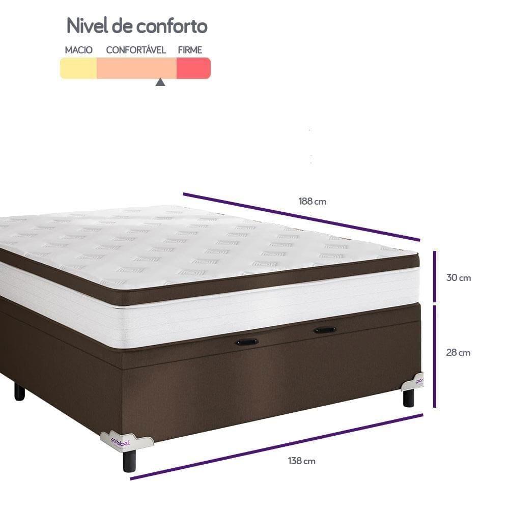 Cama Box de Casal Portobel Noah Baú 70x138x188cm Molas Ensacadas Ortopédico Revestimento em Poliéster Branco e Marrom - 8