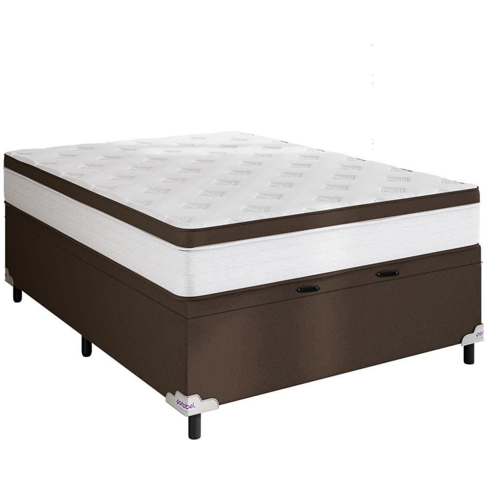 Cama Box de Casal Portobel Noah Baú 70x138x188cm Molas Ensacadas Ortopédico Revestimento em Poliéster Branco e Marrom - 4