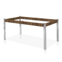 Base Aço Nobre Cláudia para Tampo de Vidro de 160x90 cm - Cromada/Nogal - 1