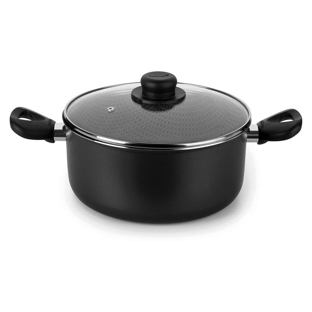 Caçarola Gourmet Multiflon com Tampa de Vidro e Antiaderente de Alumínio - 22cm - 1