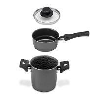 Mini Cuscuzeira Multiflon em Alumínio com Cabo TPA Versátil - Cinza