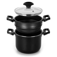 Cuscuzeira Multiflon Induct+ Antiaderente Quartzo Preta - 16 cm - 3