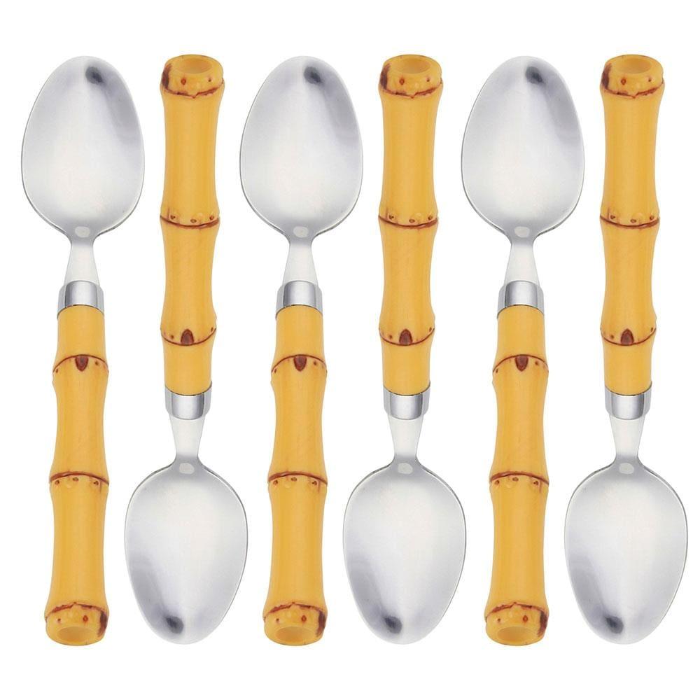 Faqueiro 24 Peças Wolff Bon Gourmet em Aço Inox com Cabo de Bambu - Prata/Amarelo - 5