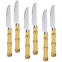 Faqueiro 24 Peças Wolff Bon Gourmet em Aço Inox com Cabo de Bambu - Prata/Amarelo - 3