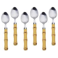 Faqueiro 24 Peças Wolff Bon Gourmet em Aço Inox com Cabo de Bambu - Prata/Amarelo