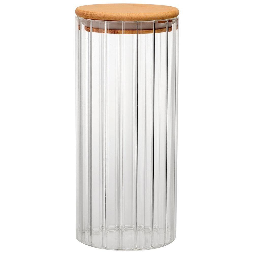 Porta Mantimento Canelado Dynasty em Vidro Borossilicato e Tampa em Bambu - 1L - 1