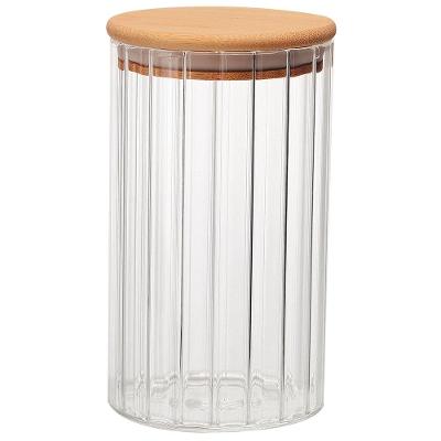 Porta Mantimento Canelado Dynasty em Vidro Borossilicato e Tampa em Bambu - 750ml