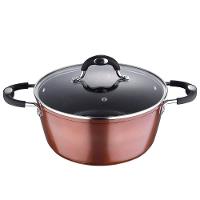 Caçarola Bergner Pandora em Alumínio Forjado com Revestimento em Marble e Fundo de Indução Marrom - 24 cm - 1