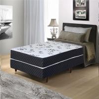 Cama Box Conjugado de Solteiro Umaflex New Native Plus D28 com Revestimento em Poliéster 51x88x188cm - Preto/Branco Floral - 2