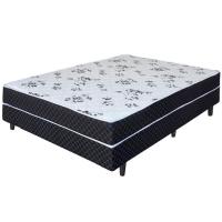 Cama Box Conjugado de Casal Umaflex New Native Plus D28 com Revestimento em Poliéster 51x138x188cm - Preto/Branco Floral - 1