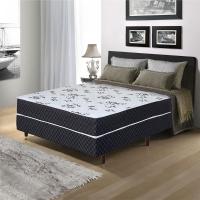 Cama Box Conjugado de Casal Umaflex New Native Plus D28 com Revestimento em Poliéster 51x138x188cm - Preto/Branco Floral - 2