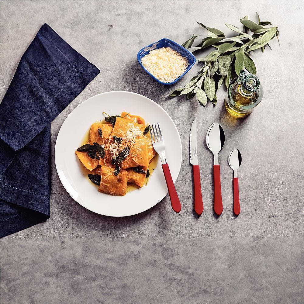 Faqueiro 12 Peças Tramontina Leme com Lâminas em Aço Inox e Cabos de Polipropileno - Vermelho - 2