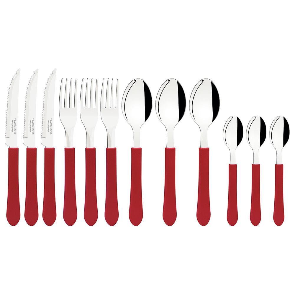 Faqueiro 12 Peças Tramontina Leme com Lâminas em Aço Inox e Cabos de Polipropileno - Vermelho - 4