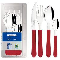 Faqueiro 12 Peças Tramontina Leme com Lâminas em Aço Inox e Cabos de Polipropileno - Vermelho - 1