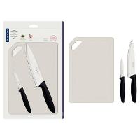 Conjunto de Facas e Tábua de Corte Tramontina Plenus em Aço Inoxidável - Preto - 3 Peças - 1
