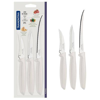 Conjunto de Facas Tramontina Plenus em Aço Inox e Polipropileno - Off-White - 3 Peças