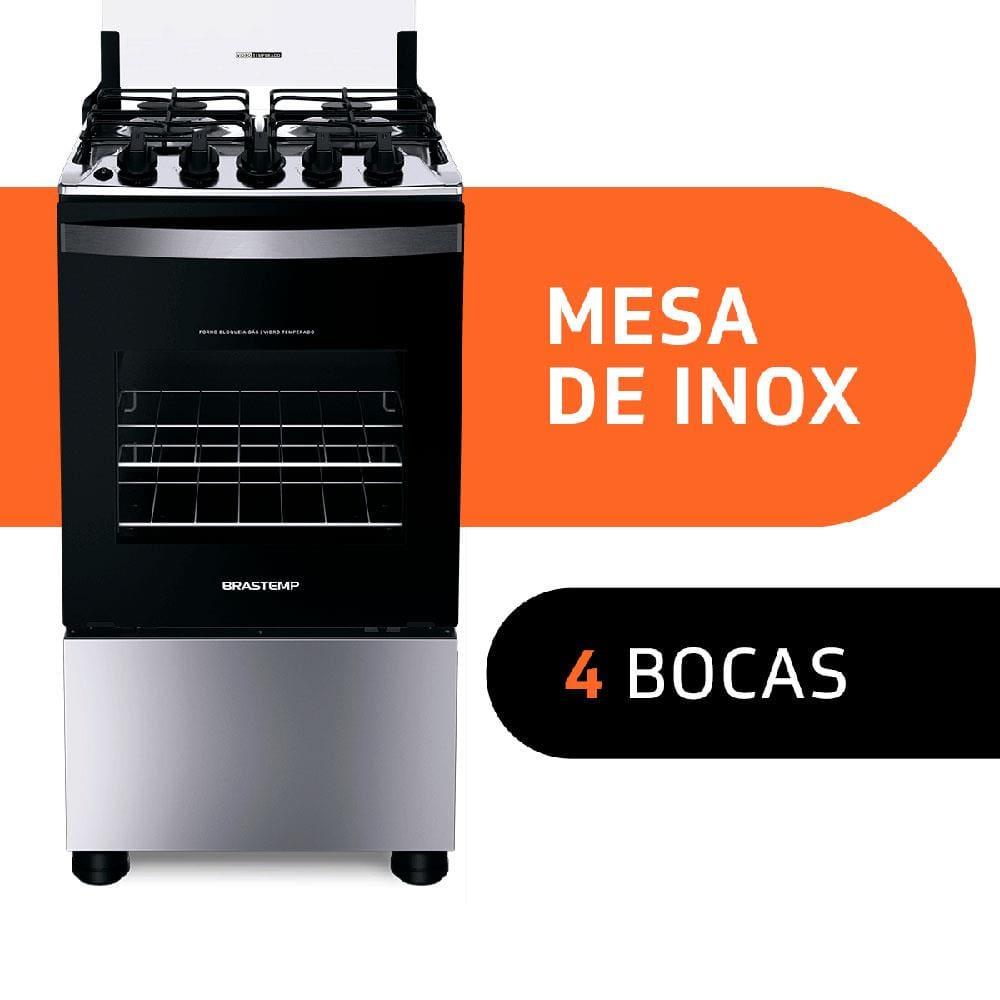 Fogão Brastemp 4 Bocas BFO4NBR Clean com Mesa de Inox, 2 Prateleiras Ajustáveis e Acendimento automático Bivolt – Inox - 3