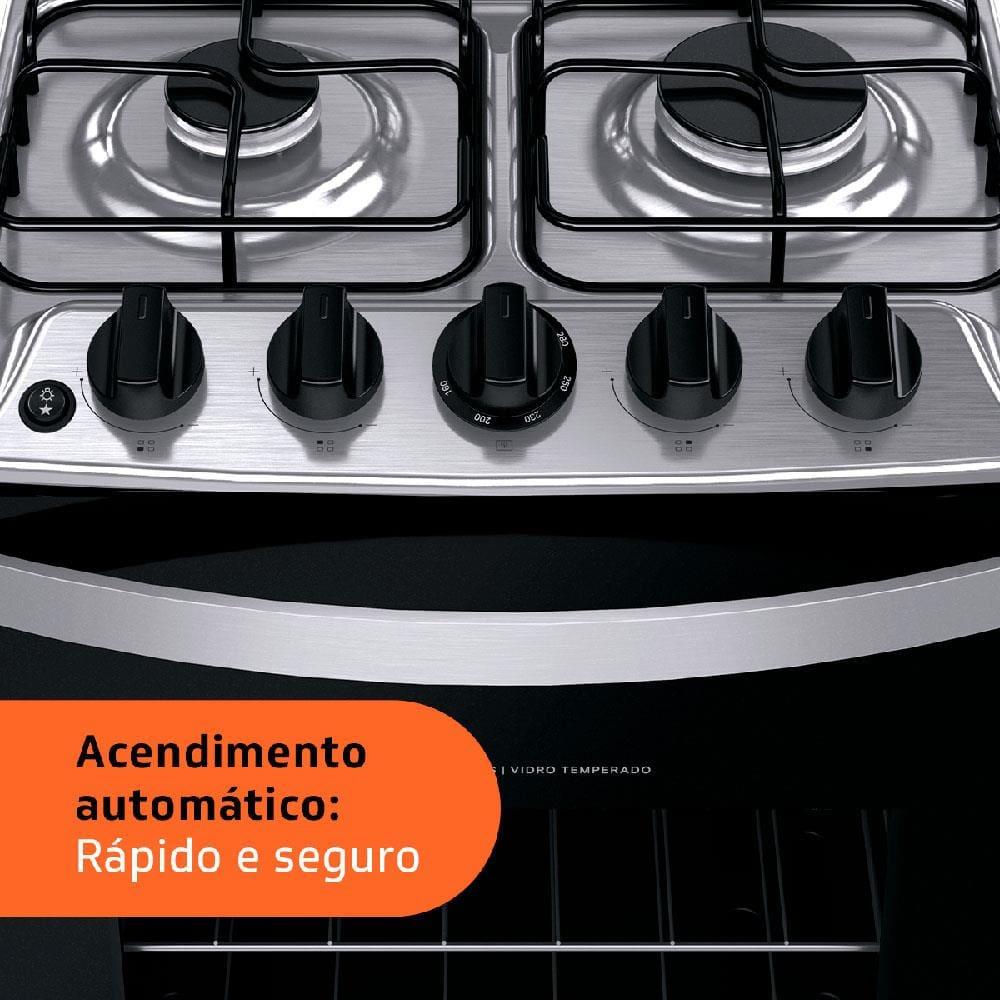 Fogão Brastemp 4 Bocas BFO4NBR Clean com Mesa de Inox, 2 Prateleiras Ajustáveis e Acendimento automático Bivolt – Inox - 5