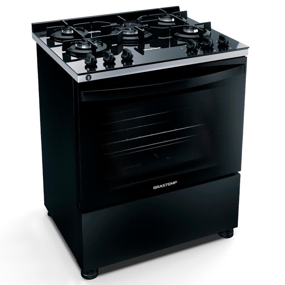 Fogão Brastemp 5 Bocas BFS5VCE com Mesa De Vidro e Turbo Chama Bivolt - Preto - 1