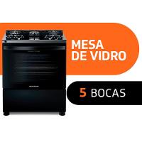 Fogão Brastemp 5 Bocas BFS5VCE com Mesa De Vidro e Turbo Chama Bivolt - Preto